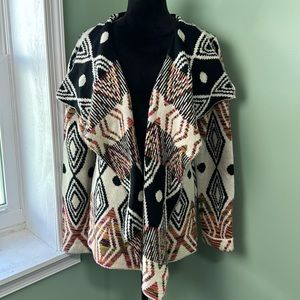 John fashion cream black Aztec cardigan sweater XL
